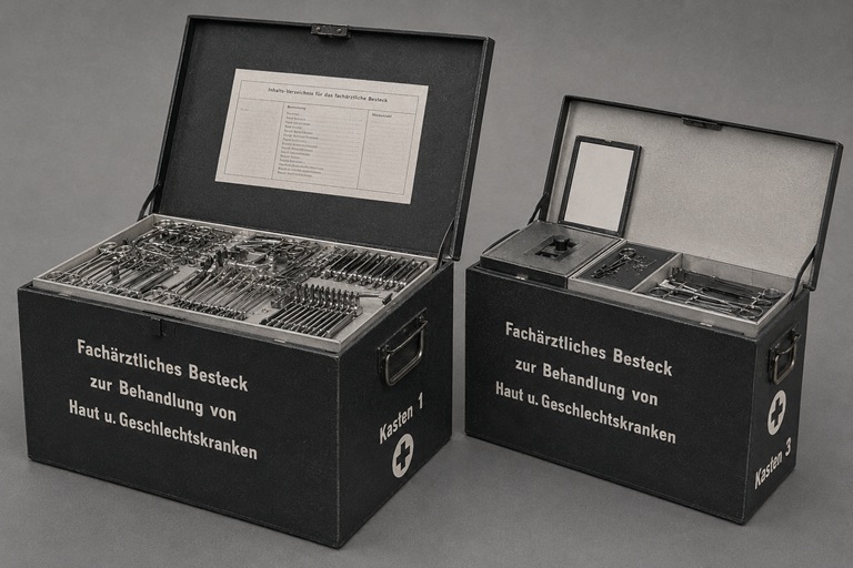 Fachärztliches Besteck zur Behandlung von Haut- und Geschlechtskranken